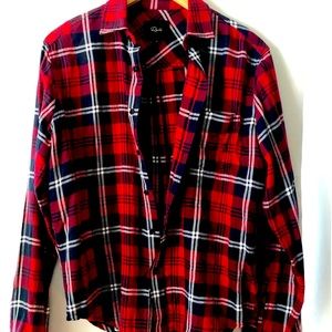 Red and black Rails plaid shirt.  Women’s small.  Cotton and rayon.  LS buttonD